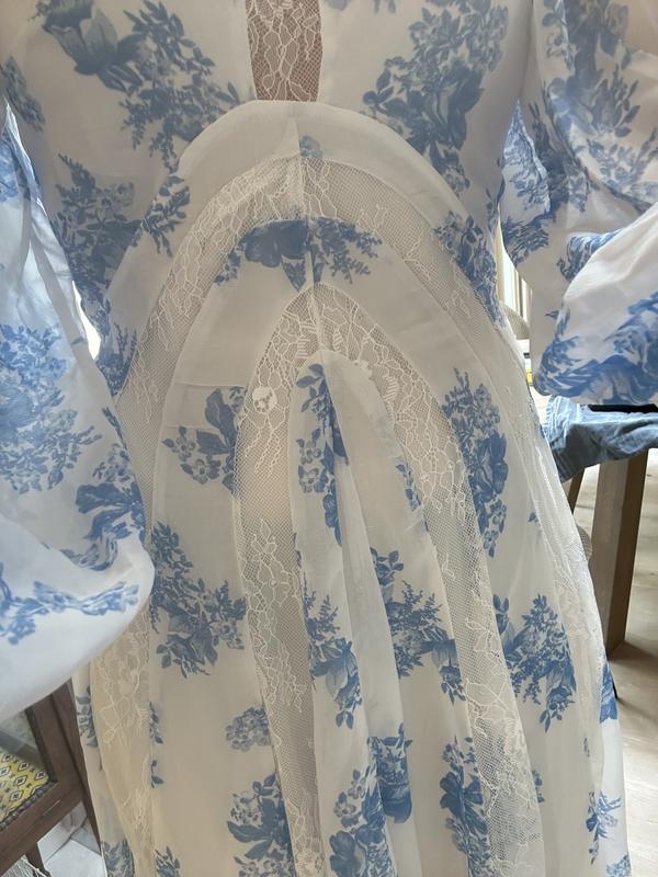 chinese dress ladies Blue Maxi Dress With Lace Detail main image 1