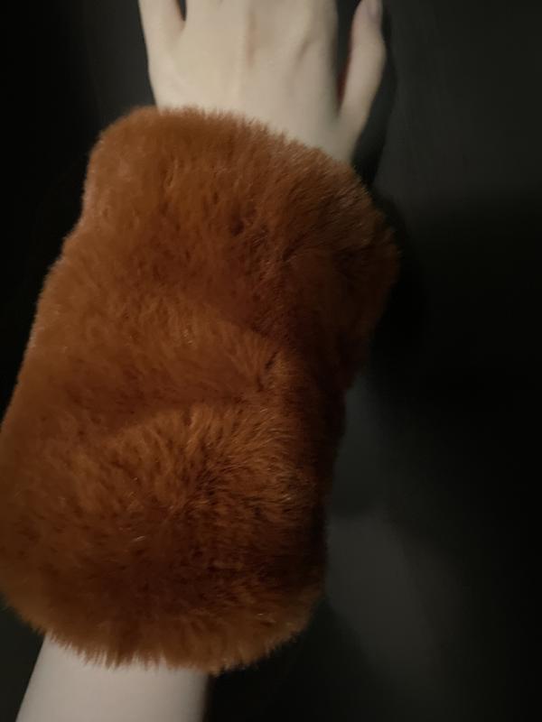 ASOS DESIGN faux fur cuffs in brown