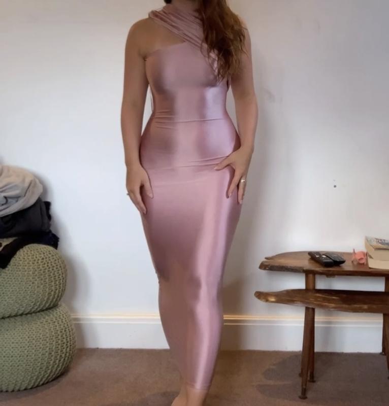 naked wardrobe pink dress Naked wardrobe ribbed long sleeve dress. No size but