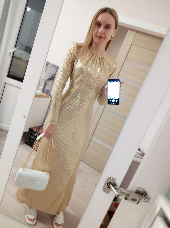 Jaded Rose Petite long sleeve sequin maxi dress in gold | ASOS