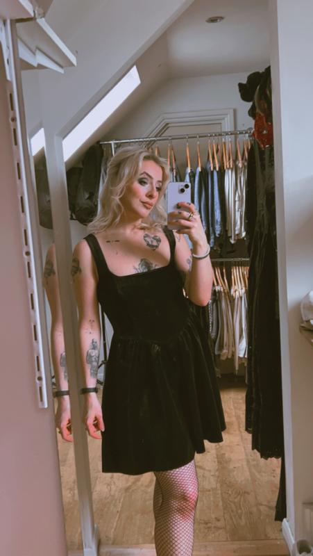 Miss Selfridge velvet corset mini dress in black | ASOS
