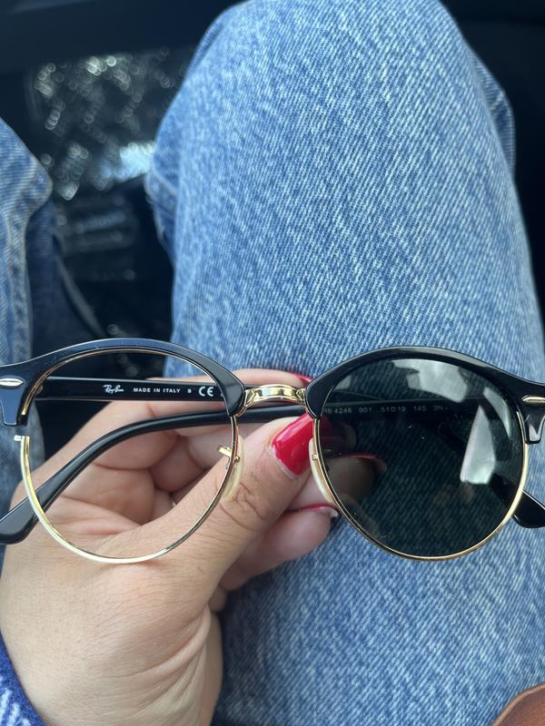 Ray-Ban clubmaster round sunglasses in black 0RB4246 | ASOS