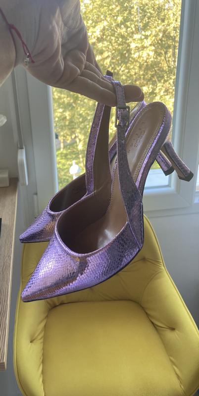 ASOS DESIGN Wide Fit Samber slingback stiletto heels in lilac metallic ASOS