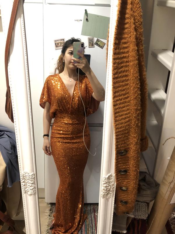 asos sequin dress kimono ASOS DESIGN Curve kimono sleeve maxi dress in sequin gold