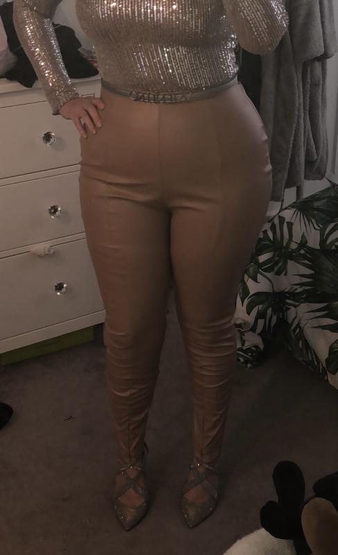 In The Style x Lorna Luxe contour leather look trouser in tan