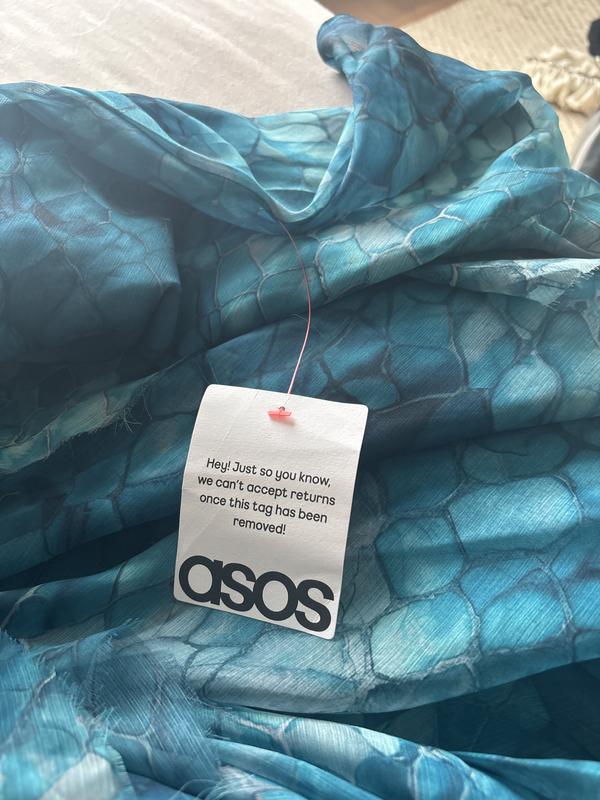 ASOS DESIGN off the shoulder bias maxi dress with ruffles in blue abstract  print | ASOS