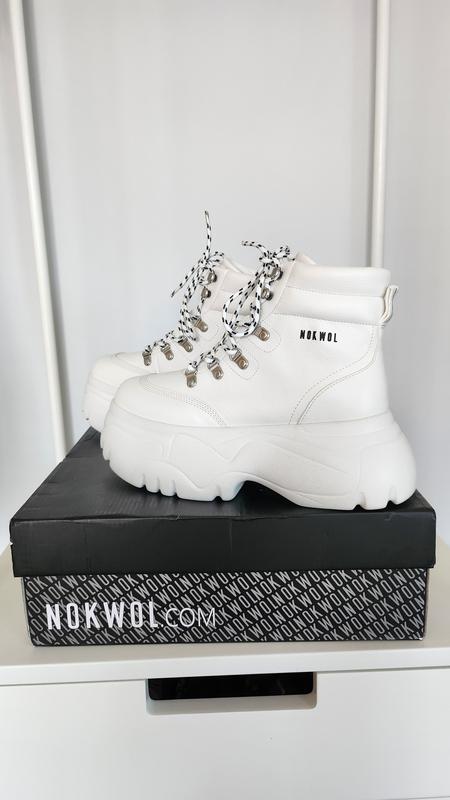 Facebook Nokwol Scared White High Top Chunky Platform Trainers
