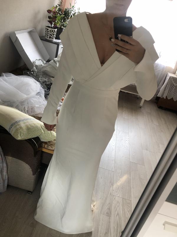 sachin and babi light blue dress ASOS DESIGN Ada cross back crepe wedding dress with fishtail
