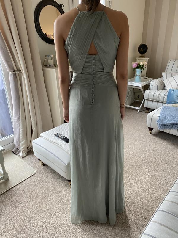asos design bridesmaid pinny maxi dress with ruched bodice Rent Asos Design Pleated Pinny Maxi Dress With Satin Wrap Waist In Blue