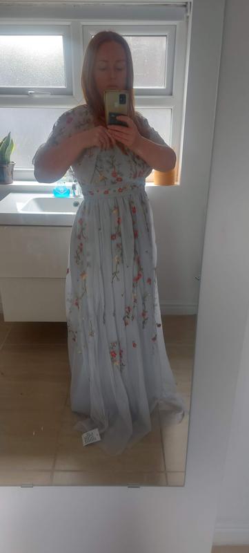 asos edition maternity embroidered floral maxi dress in dobby spot ASOS Asos Edition Maternity Embroidered Floral Maxi Dress In Dobby Spot in  Natural