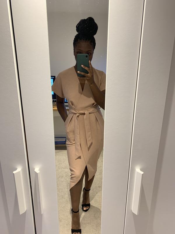 Closet London kimono wrap dress in blush | ASOS