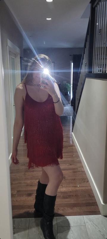 red fringe dress asos ASOS Fringe Slouchy Off Shoulder Maxi Dress in Red