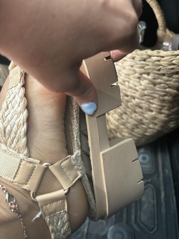 【直営・関税送料込】Dune Flatform sandal Public Desire Hazard chunky sandals with raffia in natural