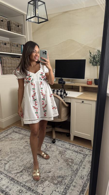 Miss Selfridge Petite embroidered mini babydoll dress | ASOS