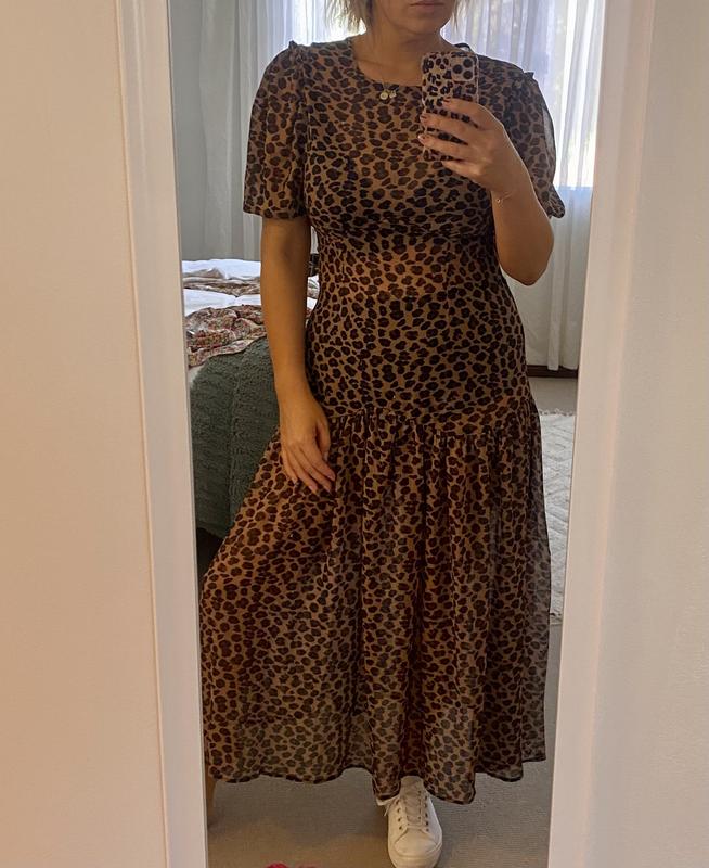 leopard lucia sheer dress Never Fully Dressed Lucia sheer midaxi dress in leopard print