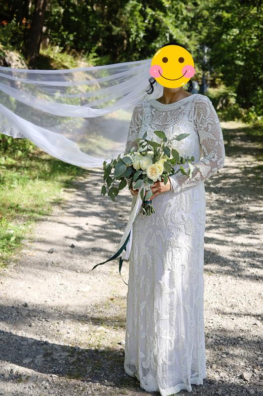 Asos Edition Asos Long Sleeve White Dress ASOS DESIGN Alice Beaded  Placement Wedding Dress In ASOS