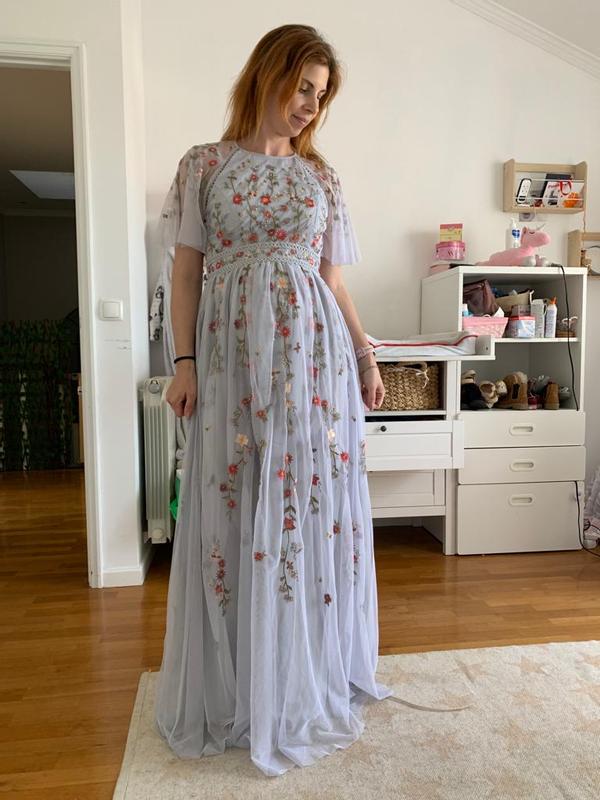 Asos edition maternity embroidered floral maxi dress on sale