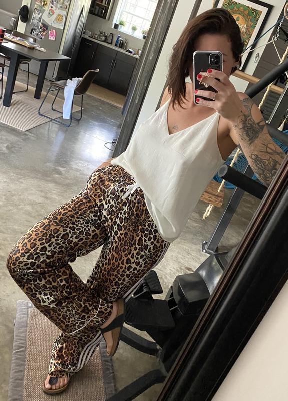 adidas Originals 'Leopard Luxe' satin look pyjama style wide