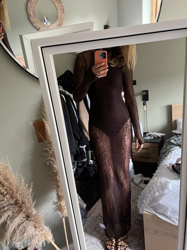 ASOS DESIGN Tall lace overlay body maxi dress in chocolate | ASOS