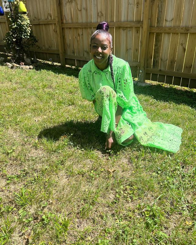 ASOS EDITION waisted broderie midi shirt dress with puff sleeve in lime  green | ASOS