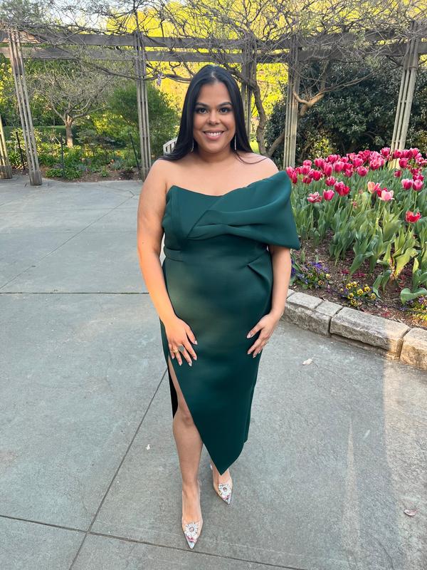 Asos Forest Green Womens Dress ASOS DESIGN Stretch Satin Mini High Neck  Dress With Long Ties