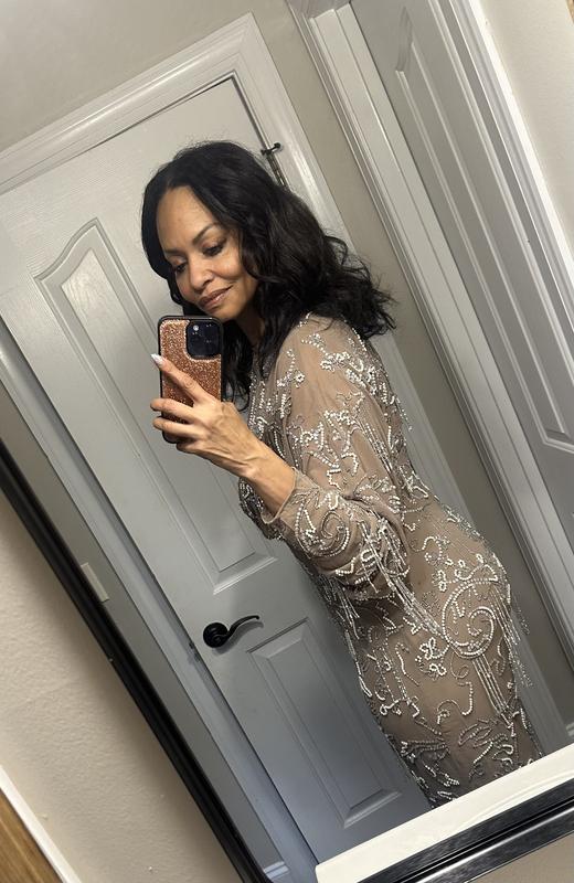 asos design all over embellished maxi dress with flared sleeves long sleeve fringe in taupe Asos green dress mönster till klänning Jovani 03111 Prom Long Tamanho:EXTRA SMALL Perfect for Eid celebrations