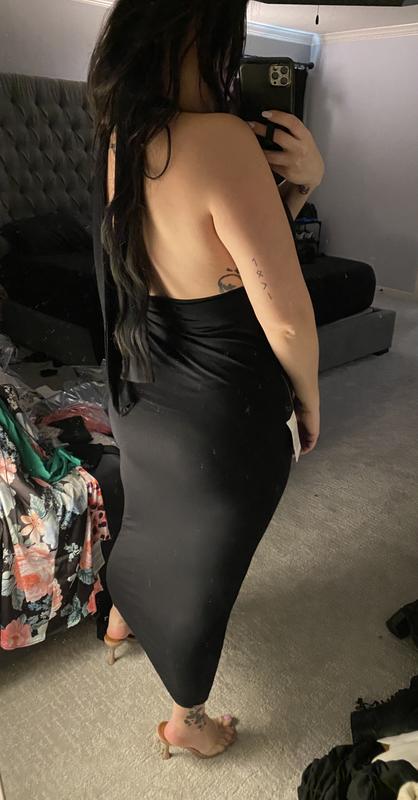 ASOS DESIGN halter cross front maxi dress in black | ASOS