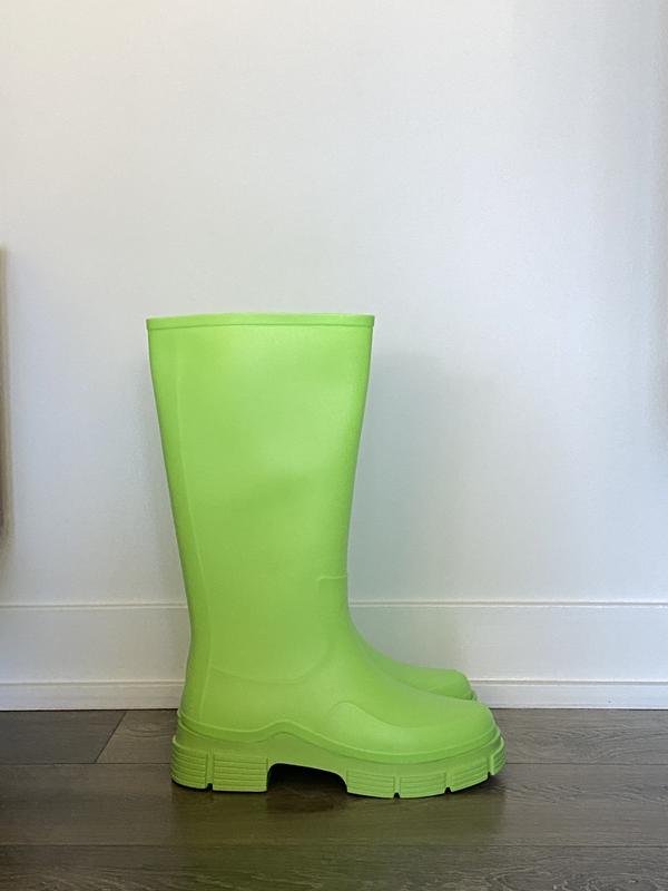 ASOS DESIGN chunky wellington boot in glow in the dark neon green ASOS