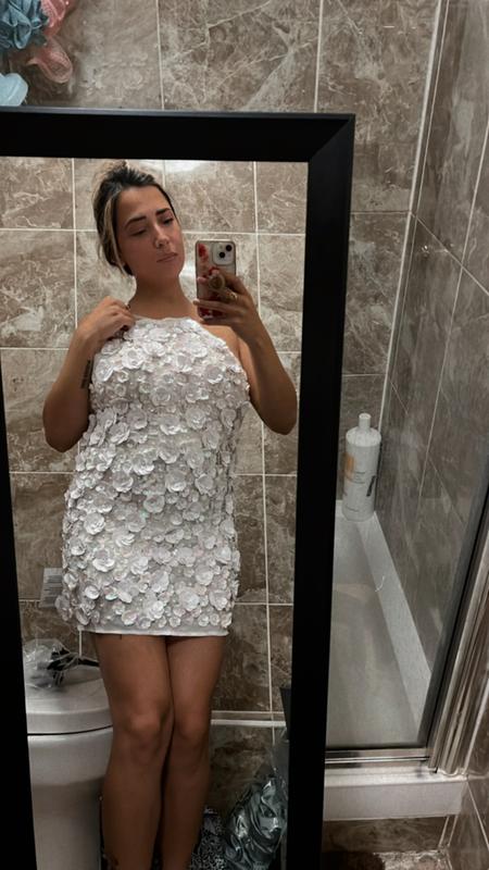 ASOS EDITION backless mini dress in 3D embellished floral in white | ASOS