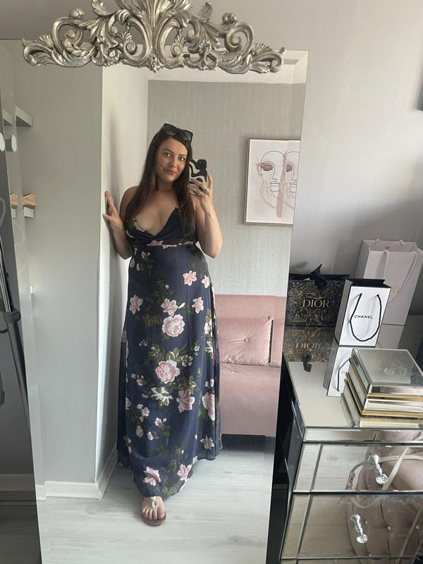 white christmas dresses ASOS DESIGN cami wrap maxi dress with lace up back main image 1