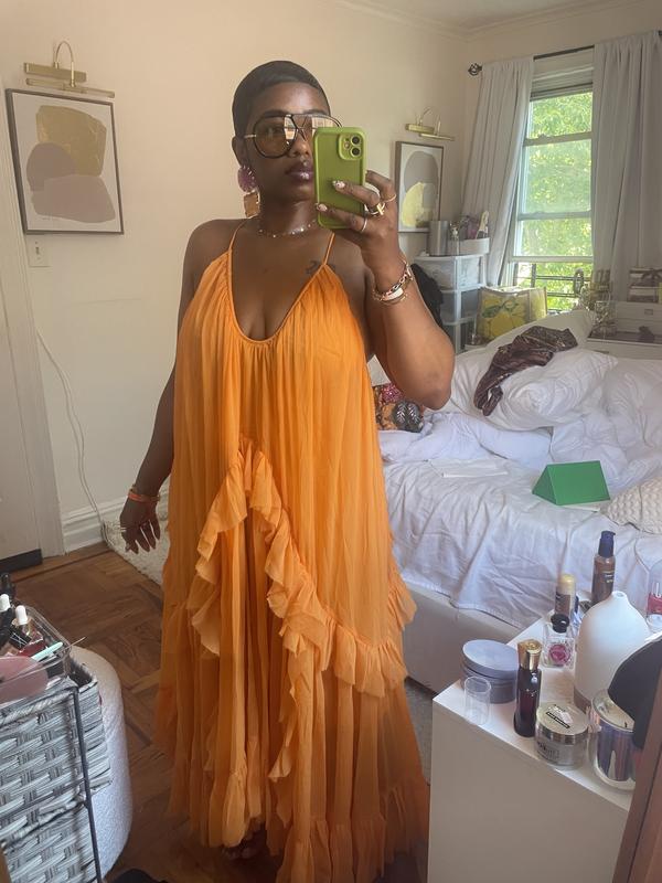 asos design scoop neck trapeze maxi dress with frill Iamemmanuela on LTK