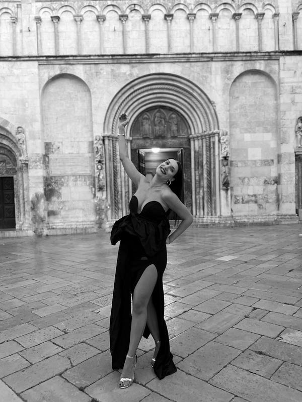 strapless open back dress ASOS black and silver cocktail dress with peplum  The Frockery