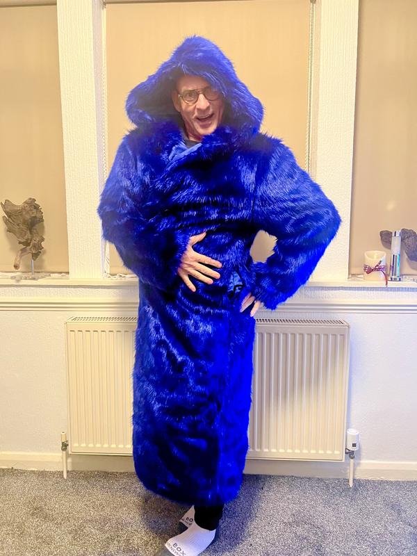Labelrail x Juliette Foxx faux fur monster coat in cobalt blue | ASOS