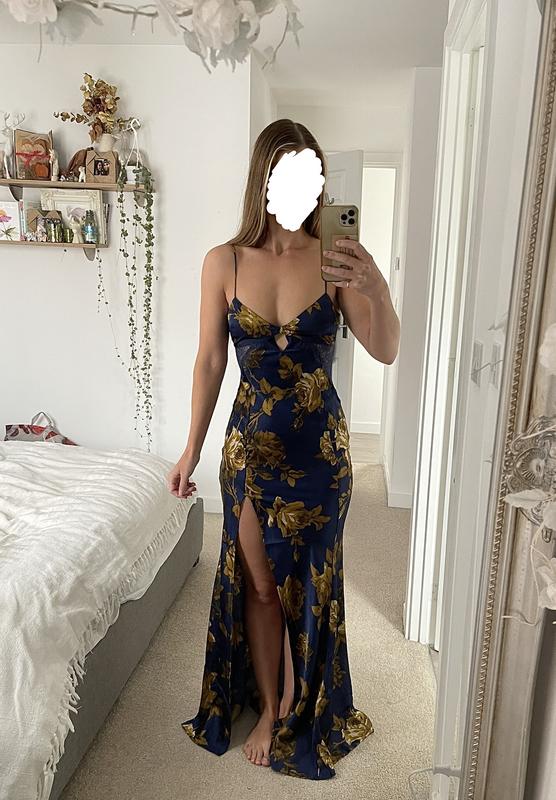 chinese dress ladies ASOS DESIGN Lace Insert Pleated Midi Dress With Embroidery In Navy main image 1