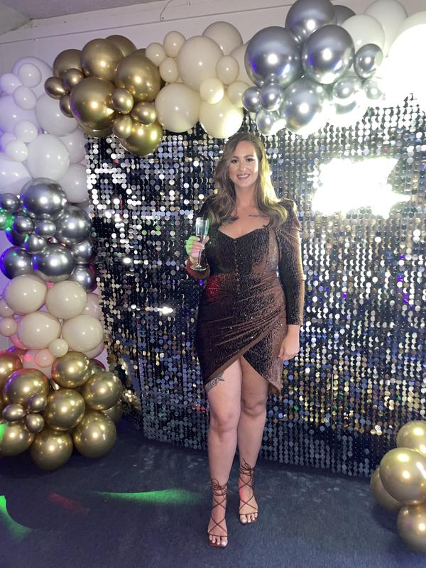 lavish alice brown dress LAVISH ALICE COWL CORSET PONTE MIDI DRESS  Arelia's Dream