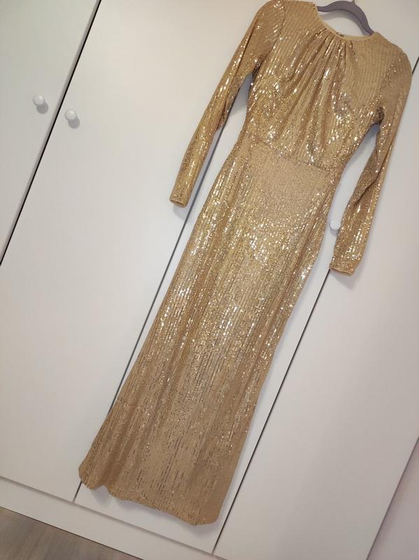 Jaded Rose Petite long sleeve sequin maxi dress in gold | ASOS