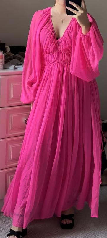 white christmas dresses Asos Design Cami Pleated Tulle Maxi Dress In Rose Pink