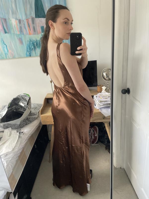 asos design scoop back bias cut satin maxi dress ASOS Design - Scoop Neck Satin Maxi Dress - Women - Polyester - 0 US