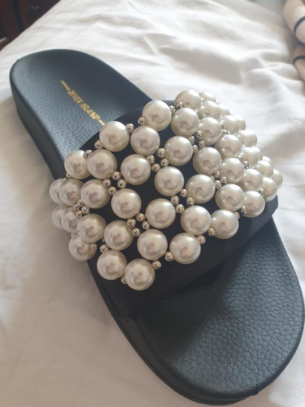 River Island pearl slider in black ASOS