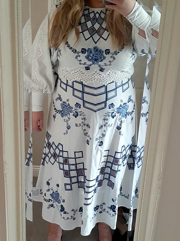 ASOS EDITION Curve embroidered midi dress with cutwork and lace trim | ASOS