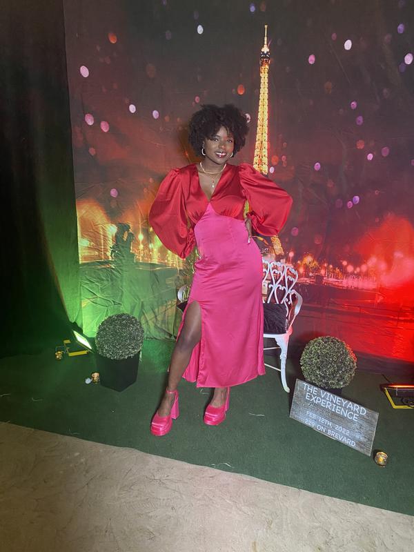 Never Fully Dressed colour block maxi dress in red and pink | ASOS
