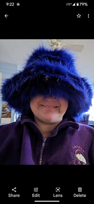 Reclaimed Vintage super oversized faux fur hat in blue | ASOS display picture 1