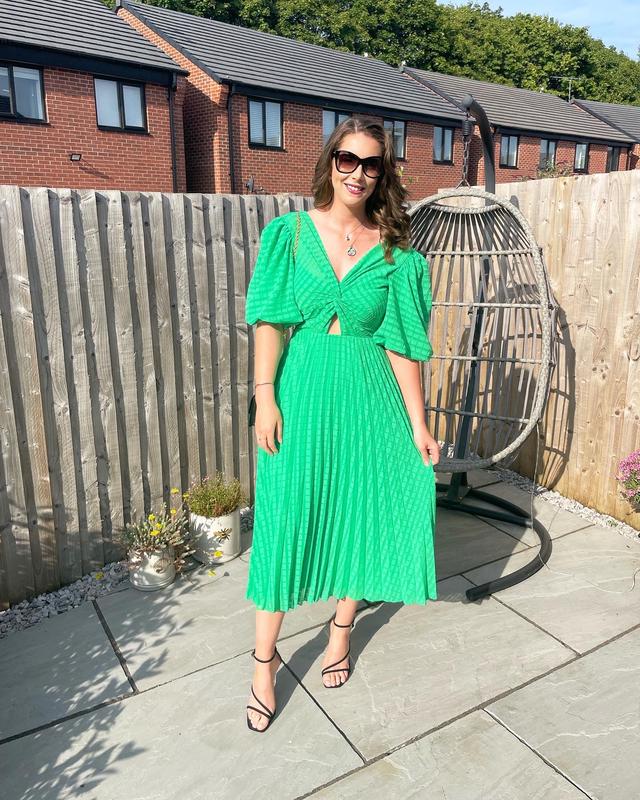 ASOS DESIGN ruched front pleated midi dress with shirred