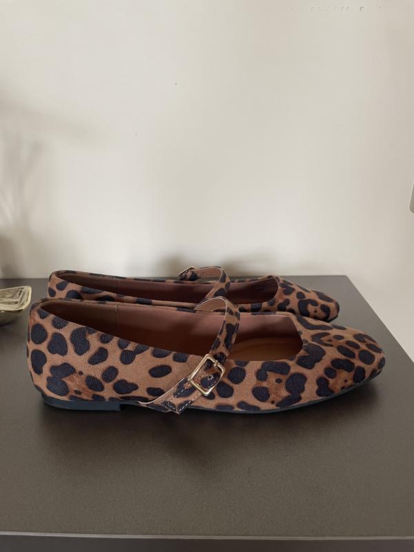 Scarpe Ballerine Leopardo Mary Jane - Punta Quadrata, Tacco Piatto, Fibbia Dorata | Comode E Alla Moda