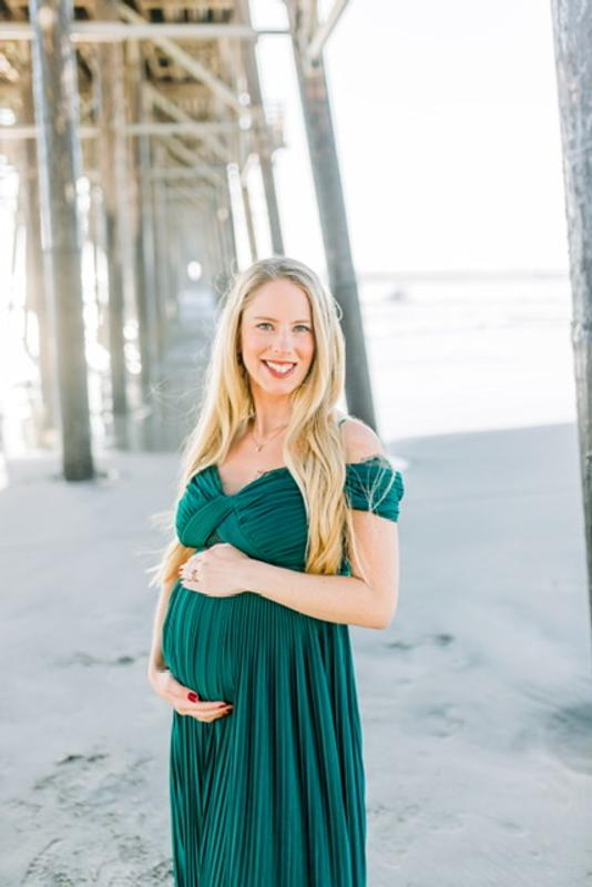 ASOS DESIGN Maternity lace and pleat off-the-shoulder maxi dress in forest  green | ASOS