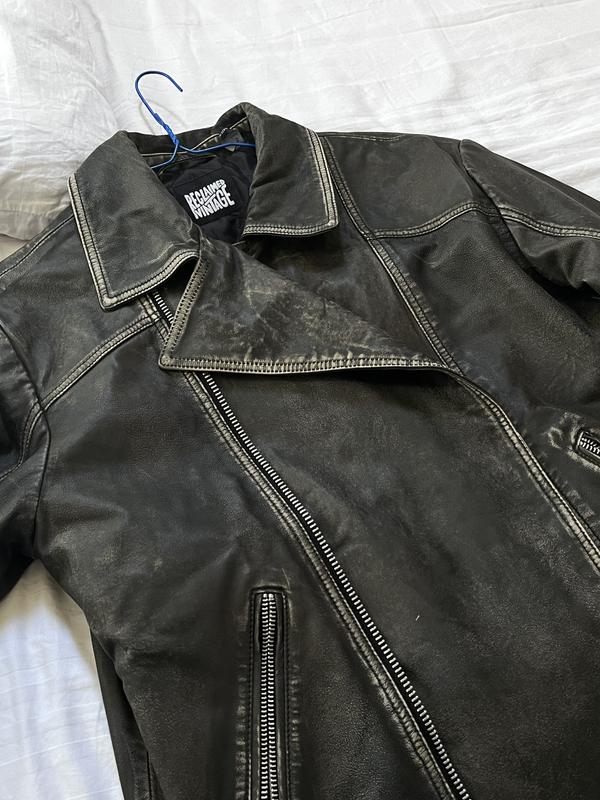 BoShiNuo Women Belt Washed Leather Jacket Vintage Turn Down