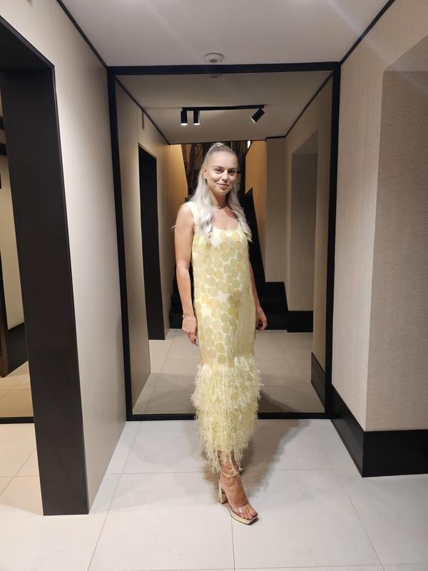 ASOS EDITION paillette sequin midi dress with faux feather hem in