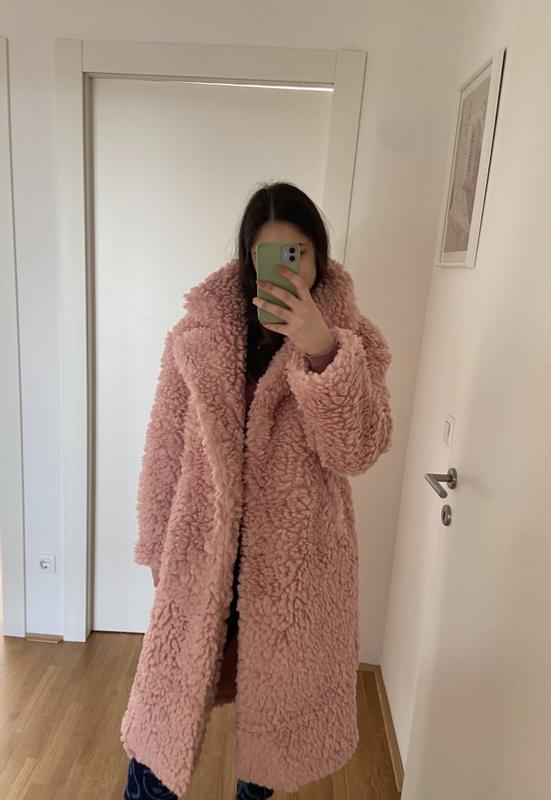 NA KD teddy oversized coat in dusy pink ASOS