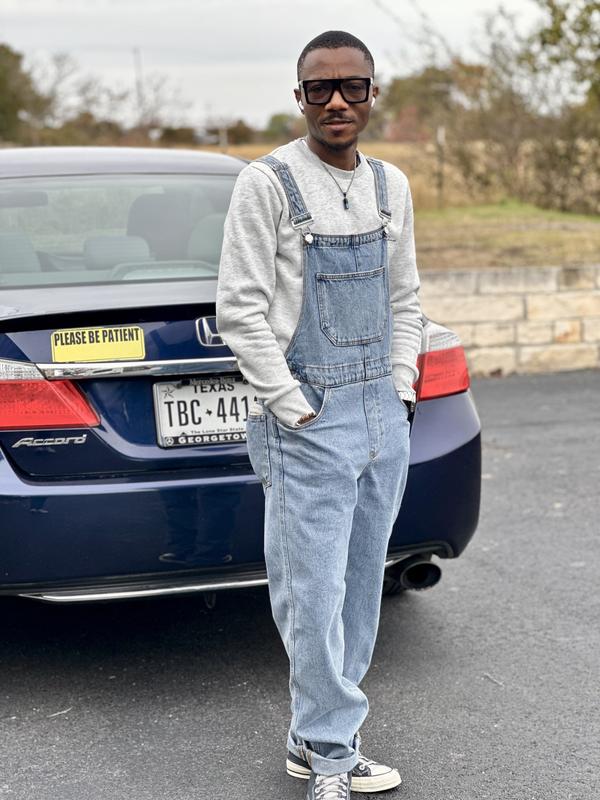 ASOS DESIGN denim dungarees in mid wash blue | ASOS