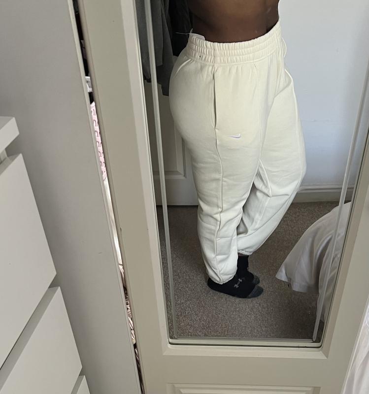 Nike mini swoosh oversized jogger in off white